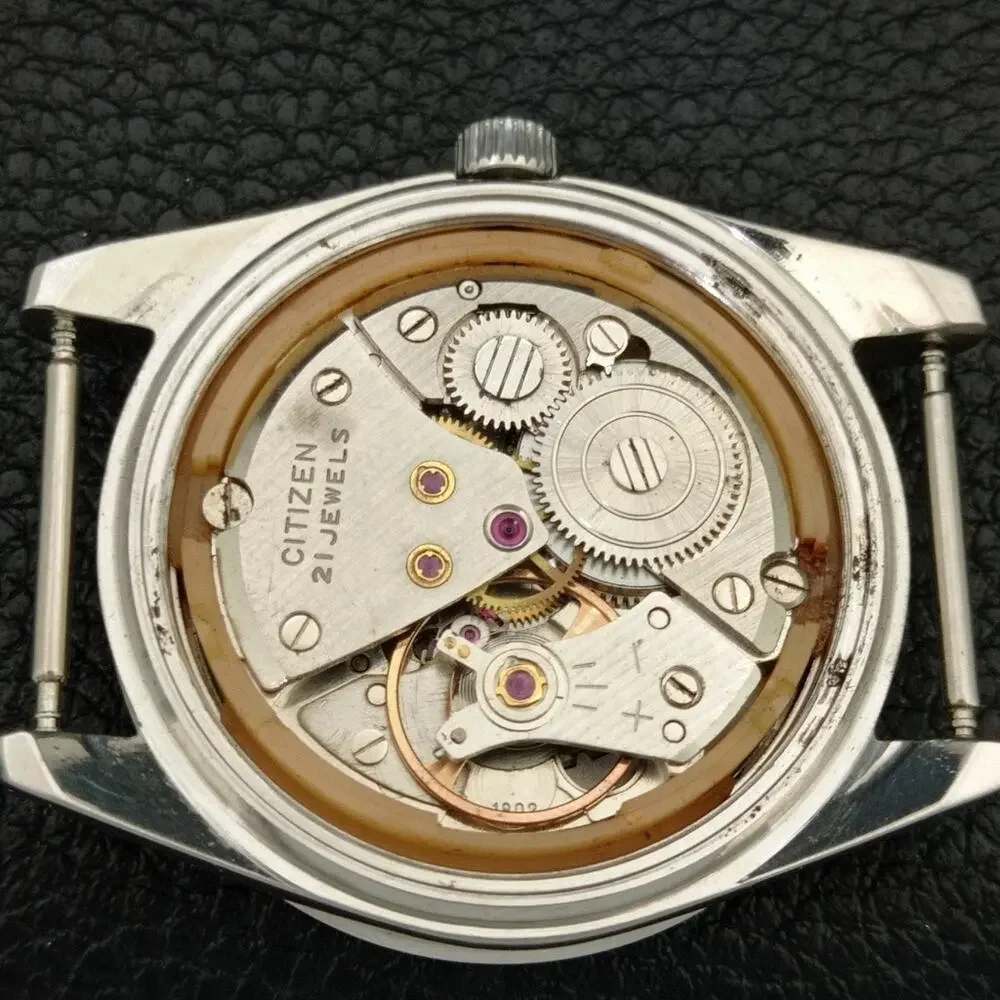 Vintage 1980 Citizen Manual Mens Silver Watch W/daydate & Blue accents